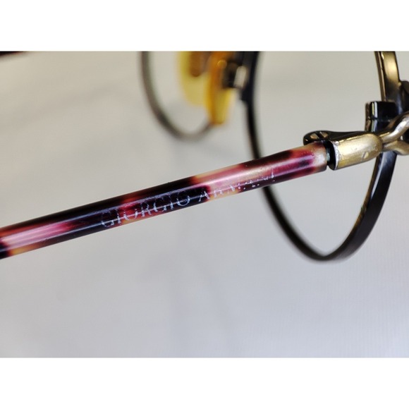 Vintage Giorgio Armani 134 306 Eyeglass Frames Round Gold Tortoise 50-20 Italy - Picture 7 of 14